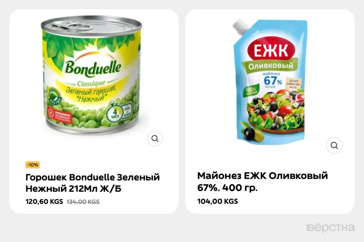 Цена на&nbsp;продукты для приготовления оливье в&nbsp;магазинах Кыргызстана